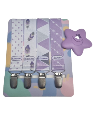 Liname Set of 4 Dummy Clips Set with free Teething Toy